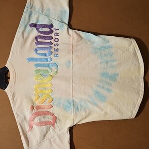 Spirit Jersey Disney Parks Pastel rainbow glitter puff graphic Tie Dye Resort XS